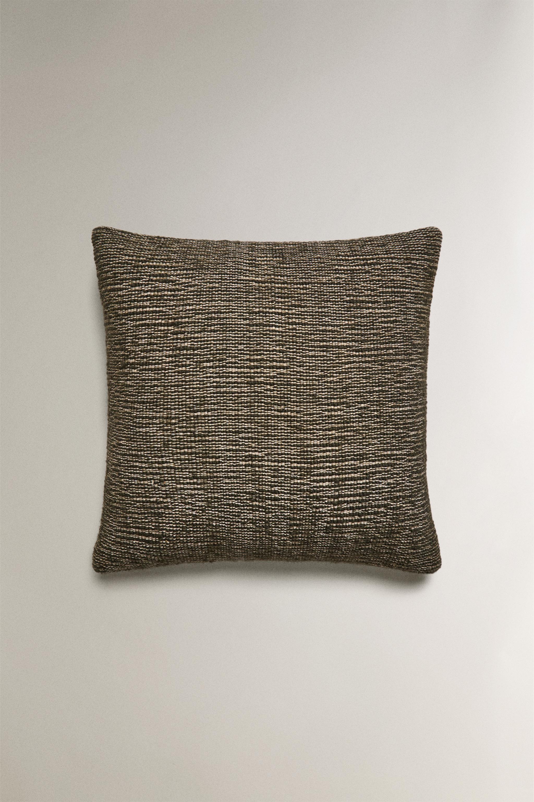 COTTON AND WOOL THROW PILLOW COVER